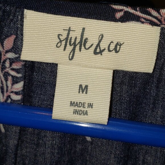 Women's Style & Co Blue and Pink Printed Blouse - M - Picture 5 of 5